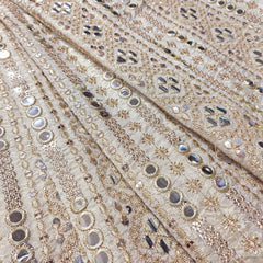 Dyeable Shimmer Tissue with Linear Mirror, Zari & Sequin Work