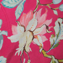 Digital Print on Muslin Fabric with Pomegranate and Floral Motifs on Crimson Pink Base