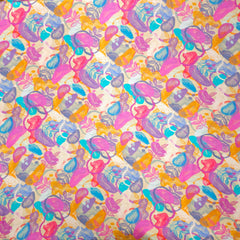 Abstract Pastel Digital Print on Muslin Fabric