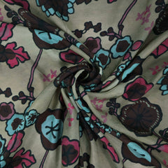 Block Digital Print on Muslin Fabric with Tan Biege Base