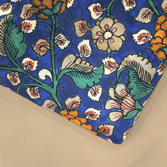 Grape Flower Digital Print on Muslin Fabric with Blue base