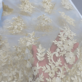 Embroidered Net Fabric with Gold Resham & Zari Work with Border