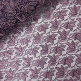 Lotus Threadwork Sequin Embroidered Mature Grape Net Fabric