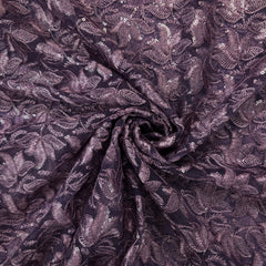 Lotus Threadwork Sequin Embroidered Mature Grape Net Fabric