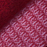 Embroidered Cherry Red Net Fabric with Textured pattern