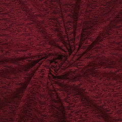 Embroidered Cherry Red Net Fabric with Textured pattern