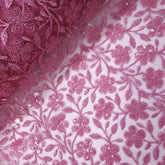 Embroidered Net with Floral Sequins Work