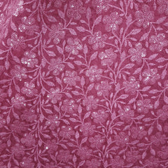 Embroidered Net with Floral Sequins Work