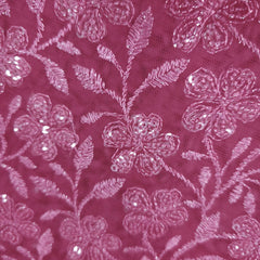 Embroidered Net with Floral Sequins Work