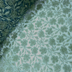 Embroidered Net with Floral Sequins Work