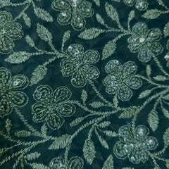 Embroidered Net with Floral Sequins Work