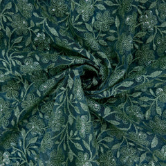 Embroidered Net with Floral Sequins Work