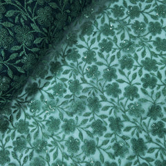 Embroidered Net with Floral Sequins Work