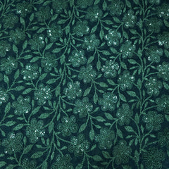 Embroidered Net with Floral Sequins Work