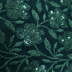 Embroidered Net with Floral Sequins Work