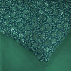 Embroidered Net with Floral Sequins Work