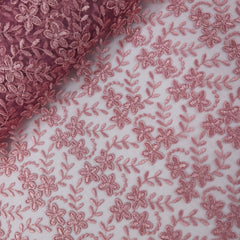 Embroidered Net with Elegant Floral Threadwork