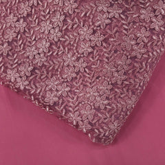 Embroidered Net with Elegant Floral Threadwork