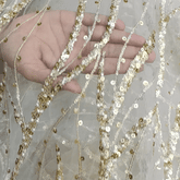 Dyeable Embroidered Net Fabric with Intricate Vine Pattern