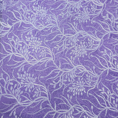 Embroidered Lilac Purple Net Fabric with Intricate Floral Patterns