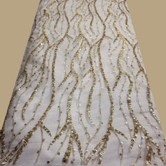Dyeable Embroidered Lilac Purple Net Fabric with Intricate Vine Pattern