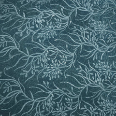Embroidered Ocean Green Color Net Fabric with Intricate Floral Patterns
