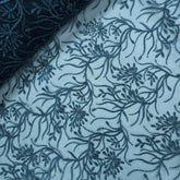 Embroidered Peacock Green Net Fabric with Intricate Floral Patterns
