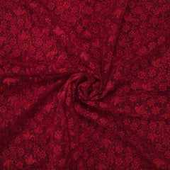 Sahiba Embroidered Net Fabric with Red Floral work