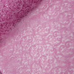 Husn Embroidered Net Fabric with Swirling pattern and Sequins