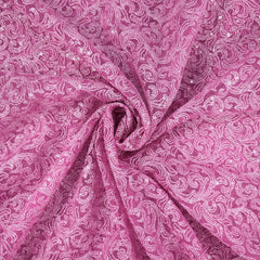 Husn Embroidered Net Fabric with Swirling pattern and Sequins