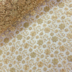 Sahiba Embroidered Net Fabric with Gold Floral work