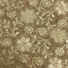 Sahiba Embroidered Net Fabric with Gold Floral work