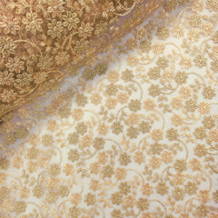 Sahiba Embroidered Net Fabric with Gold Floral work