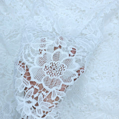 Guipure Cotton Dyeable Fabric with Sunburst and Rose motifs