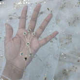 Rahat Gold Sequin, Zari & Mirror Work Embroidered Dyeable Net Fabric