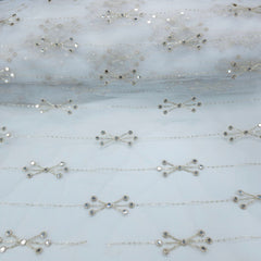 Rahat Gold Sequin, Zari & Mirror Work Embroidered Dyeable Net Fabric