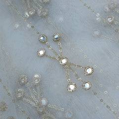 Rahat Gold Sequin, Zari & Mirror Work Embroidered Dyeable Net Fabric