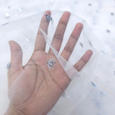 Dyeable Net Fabric with Silver Sequin Butta work