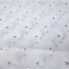 Dyeable Net Fabric with Silver Sequin Butta work