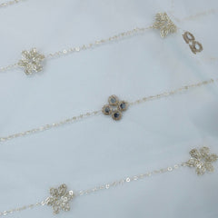 Rahat Gold Sequin, Zari & Floral Mirror Work Embroidered Dyeable Net Fabric