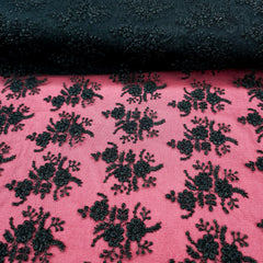 Sahiba Embroidered Net Fabric with Black Floral work