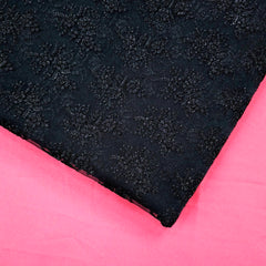 Sahiba Embroidered Net Fabric with Black Floral work