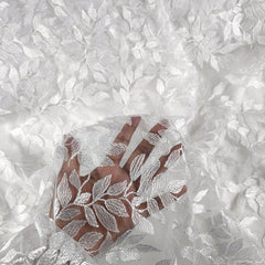 Lisa Sequin Embroidered White Lacey Net Fabric