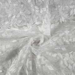 Lisa Sequin Embroidered White Lacey Net Fabric