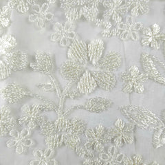 Davina Ivory Lacey Net Embroidered Fabric with Sequin work