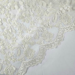 Davina Ivory Lacey Net Embroidered Fabric with Sequin work