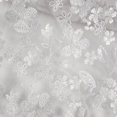 Davina Sequin Work White Lacey Net Embroidered Fabric