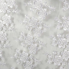 Clara White Lacey Net Floral Embroidered Fabric