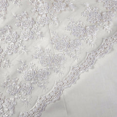 Clara White Lacey Net Floral Embroidered Fabric