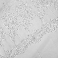 Ariana White Floral Organza Dress Piece ( Cut of 5 meters) Embroidered Fabric